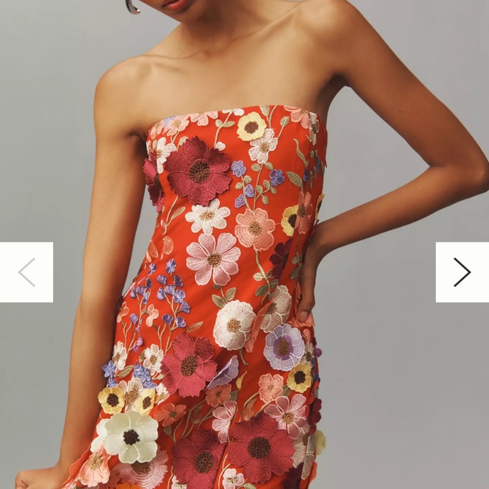 Endless Rose Floral Strapless Dress - Red and Multicolor